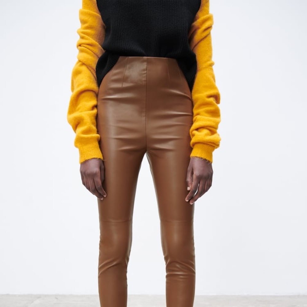 Zara Brown Leather Pants